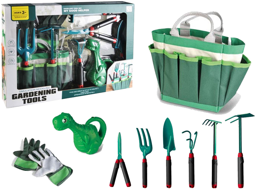 Kinder tuingereedschap - 21 cm -  tas - groen