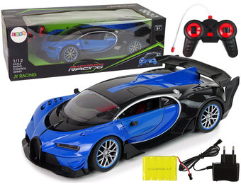 RC sportwagen - led verlichting & zelf opende deur - blauw/zwart