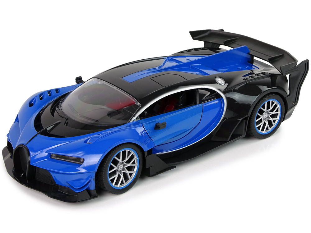 RC sportwagen - led verlichting & zelf opende deur - blauw/zwart