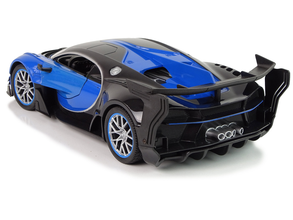 RC sportwagen - led verlichting & zelf opende deur - blauw/zwart