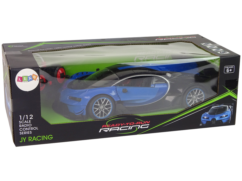 RC sportwagen - led verlichting & zelf opende deur - blauw/zwart