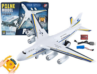 RC passagiersvliegtuig - led verlichting - blauw/wit