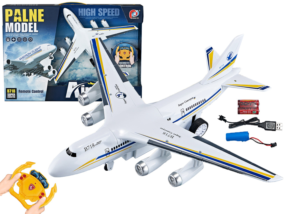 RC passagiersvliegtuig - led verlichting - blauw/wit