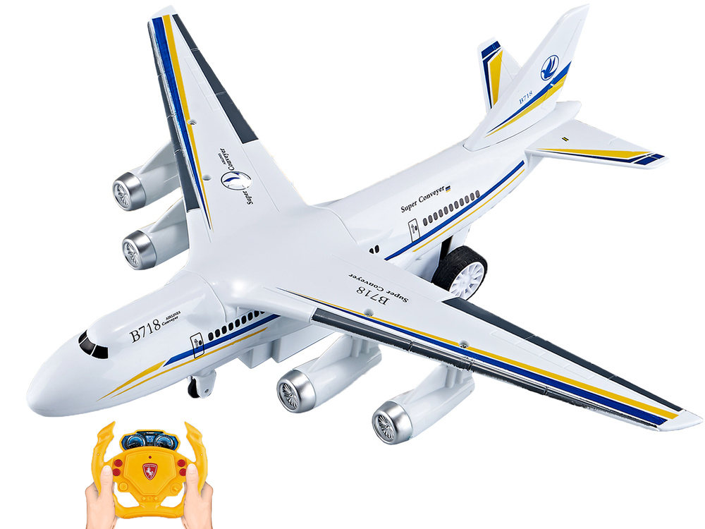 RC passagiersvliegtuig - led verlichting - blauw/wit