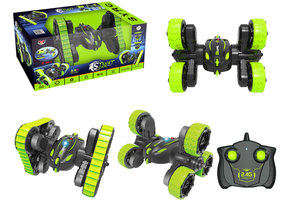 RC stunt auto -  led verlichting - 18x15x15 cm - groen