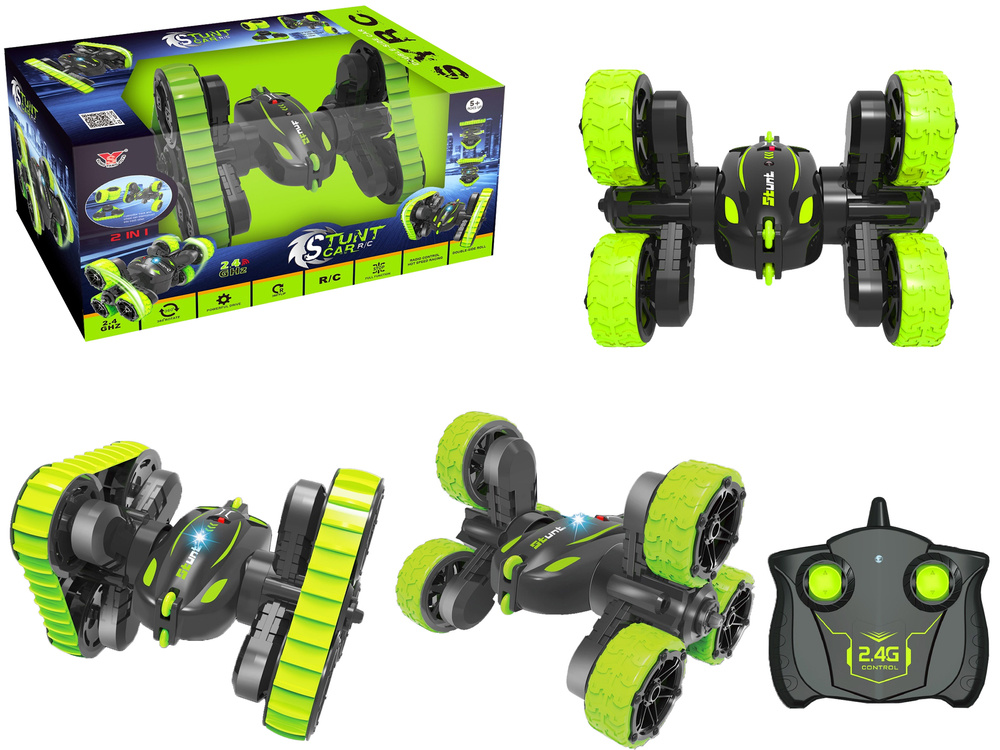 RC stunt auto - led verlichting - 18x15x15 cm - groen