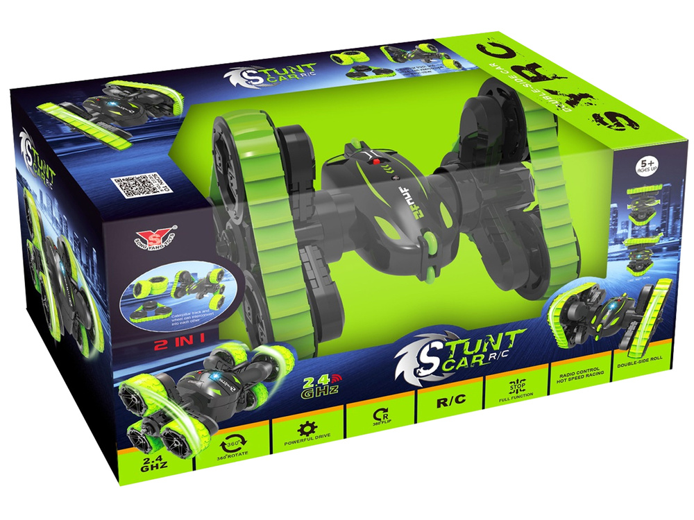 RC stunt auto - led verlichting - 18x15x15 cm - groen