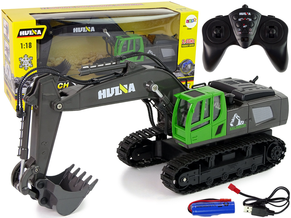 RC rups graafmachine-motorgeluid- bestuurbare bak- groen