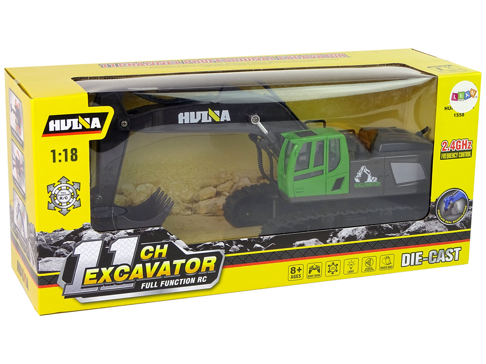 RC rups graafmachine-motorgeluid- bestuurbare bak- groen