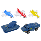 Vliegdekschip speelgoed - straaljagers - militaire voertuigen