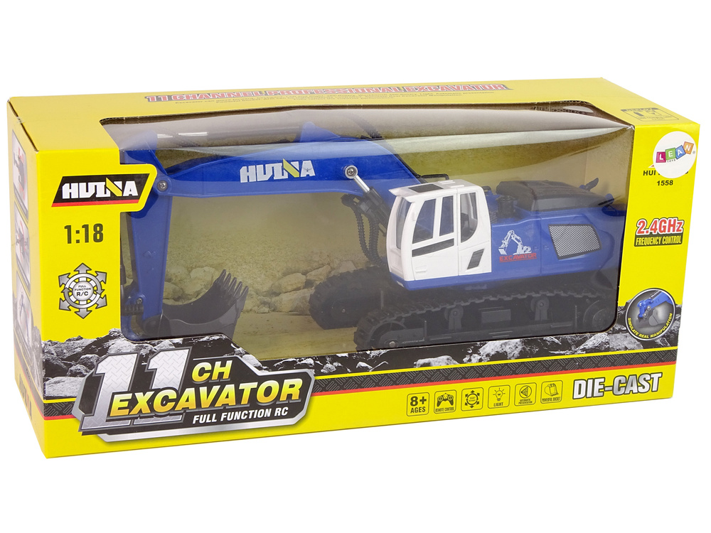 RC graafmachine - motorgeluid - bestuurbare bak - blauw