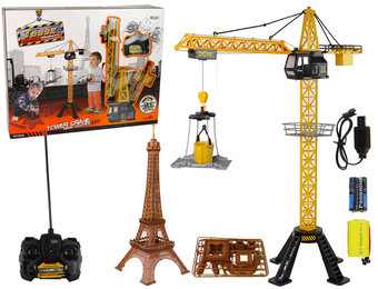RC torenkraan - met licht en geluid - 90 cm - geel