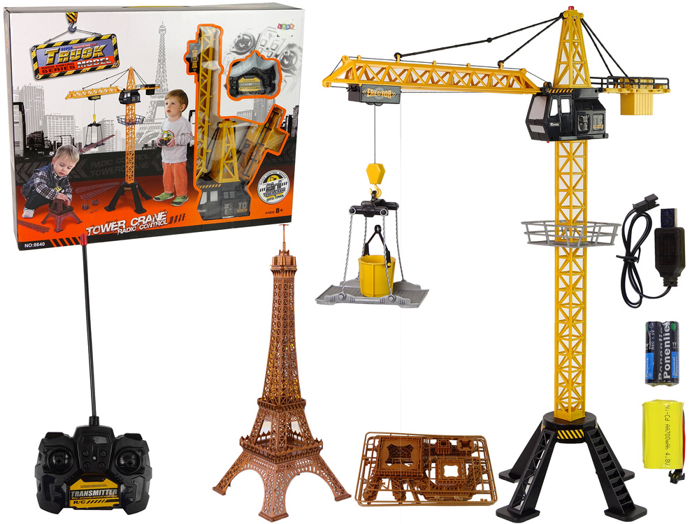 RC torenkraan - met licht en geluid - 90 cm - geel