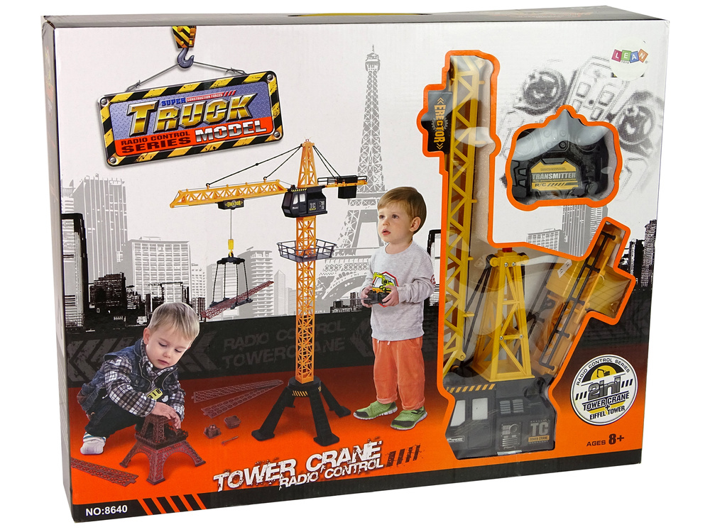 RC torenkraan - met licht en geluid - 90 cm - geel