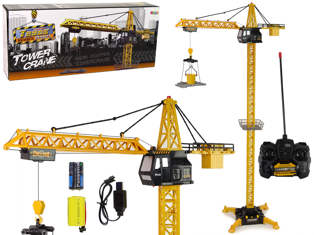RC torenkraan - met licht en geluid - 183 cm - geel