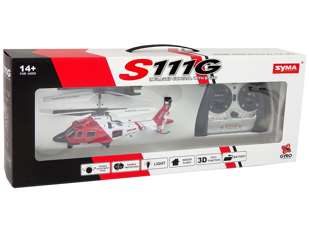 Syma S111G RC helikopter - met 3 Kanaal vliegroute - rood/wit