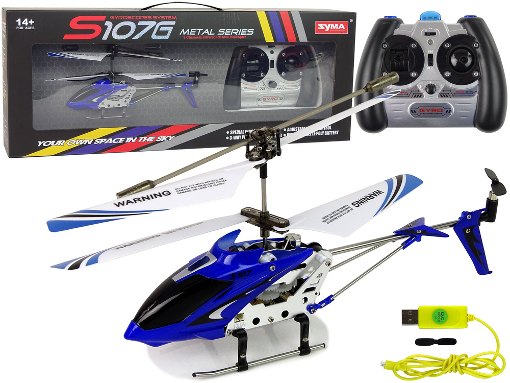 Syma S107G RC helikopter - met 3 Kanaal vliegroute - blauw/wit