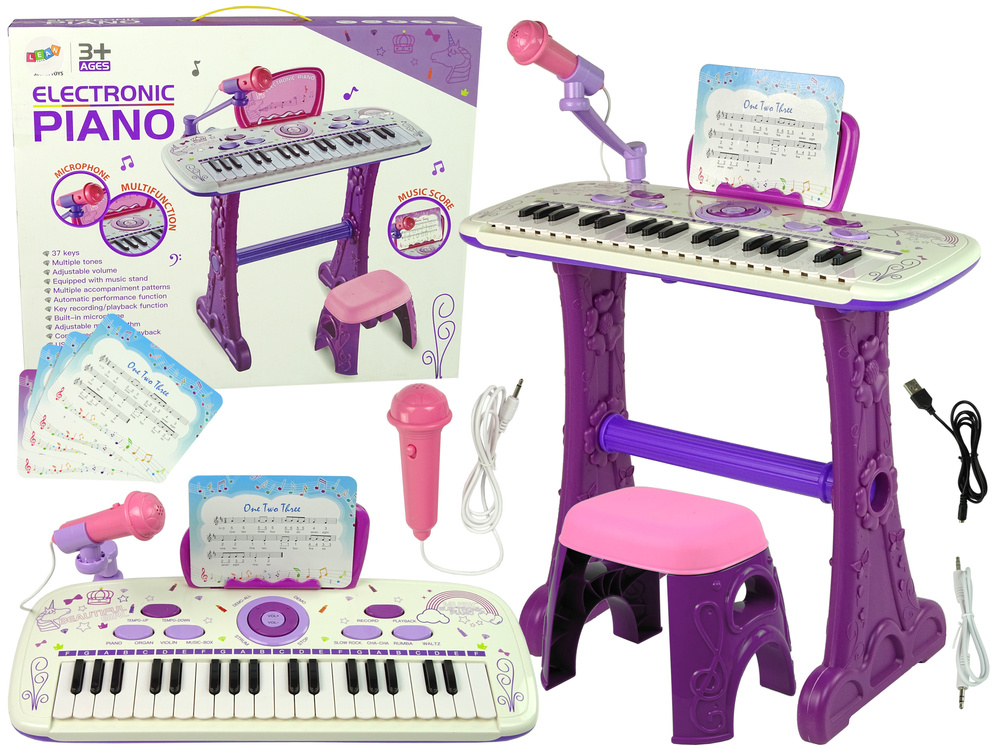 Speelgoed piano - USB & muzieknoten - 50x21x3 cm - paars