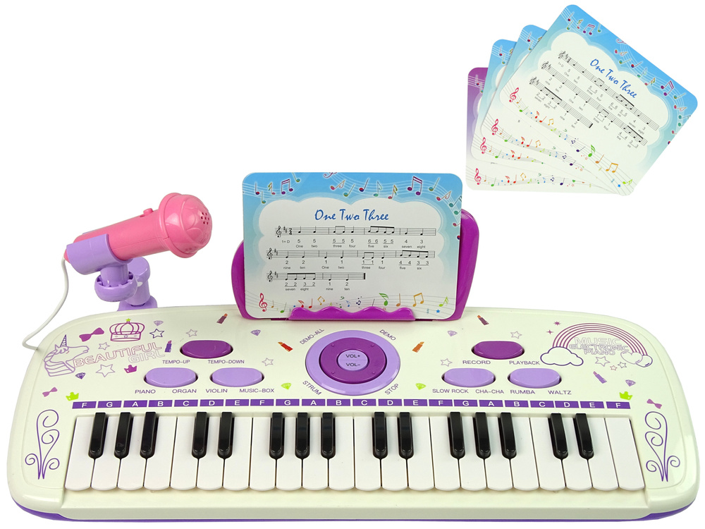 Speelgoed piano - USB & muzieknoten - 50x21x3 cm - paars