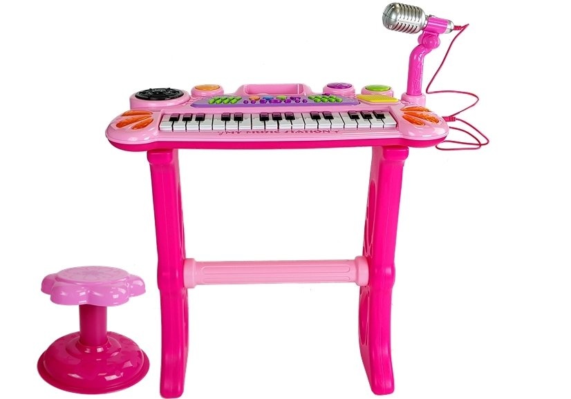 Speelgoed piano - met stoel & 31 toetsen - 47x24x55,5 cm - roze