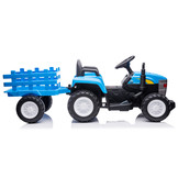 Kinder tractor - elektrisch bestuurbaar - met aanhanger - blauw