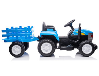 Kinder tractor - elektrisch bestuurbaar - met aanhanger - blauw