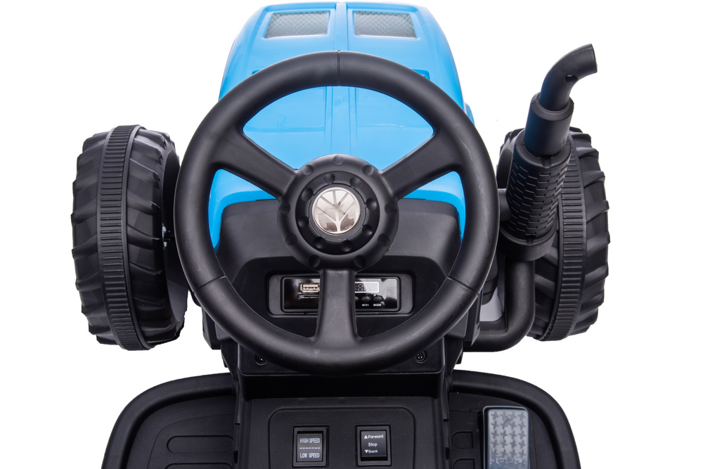 Kinder tractor - elektrisch bestuurbaar - met aanhanger - blauw