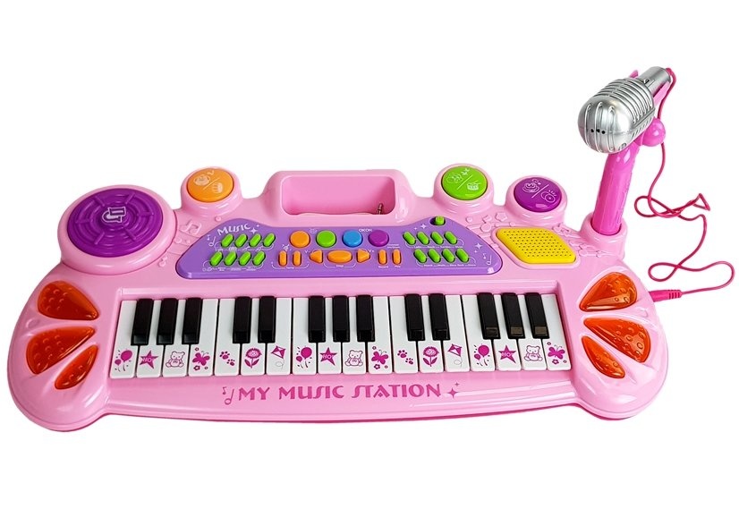 Speelgoed piano - microfoon & 31 toetsen - 44x20x5 cm - roze