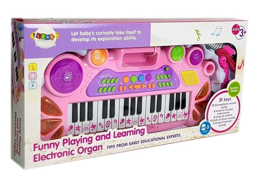 Speelgoed piano - microfoon & 31 toetsen - 44x20x5 cm - roze