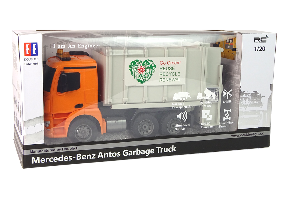 RC vuilniswagen - geluid en verlichting - oranje