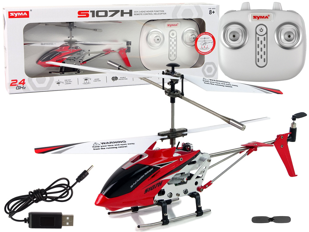 Syma S107H RC helikopter - met 3 Kanaal vliegroute - rood/wit