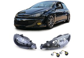 Koplampen auto - zwart H7+adapter geschikt voor Peugeot 206 vanaf 1998