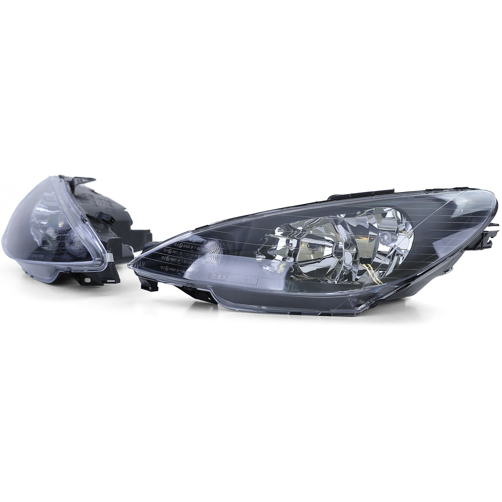 Koplampen auto - zwart H7+adapter geschikt voor Peugeot 206 vanaf 1998