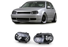 Koplampen - H7 H1 H3 met mist zwart geschikt voor VW Golf 4 97-03