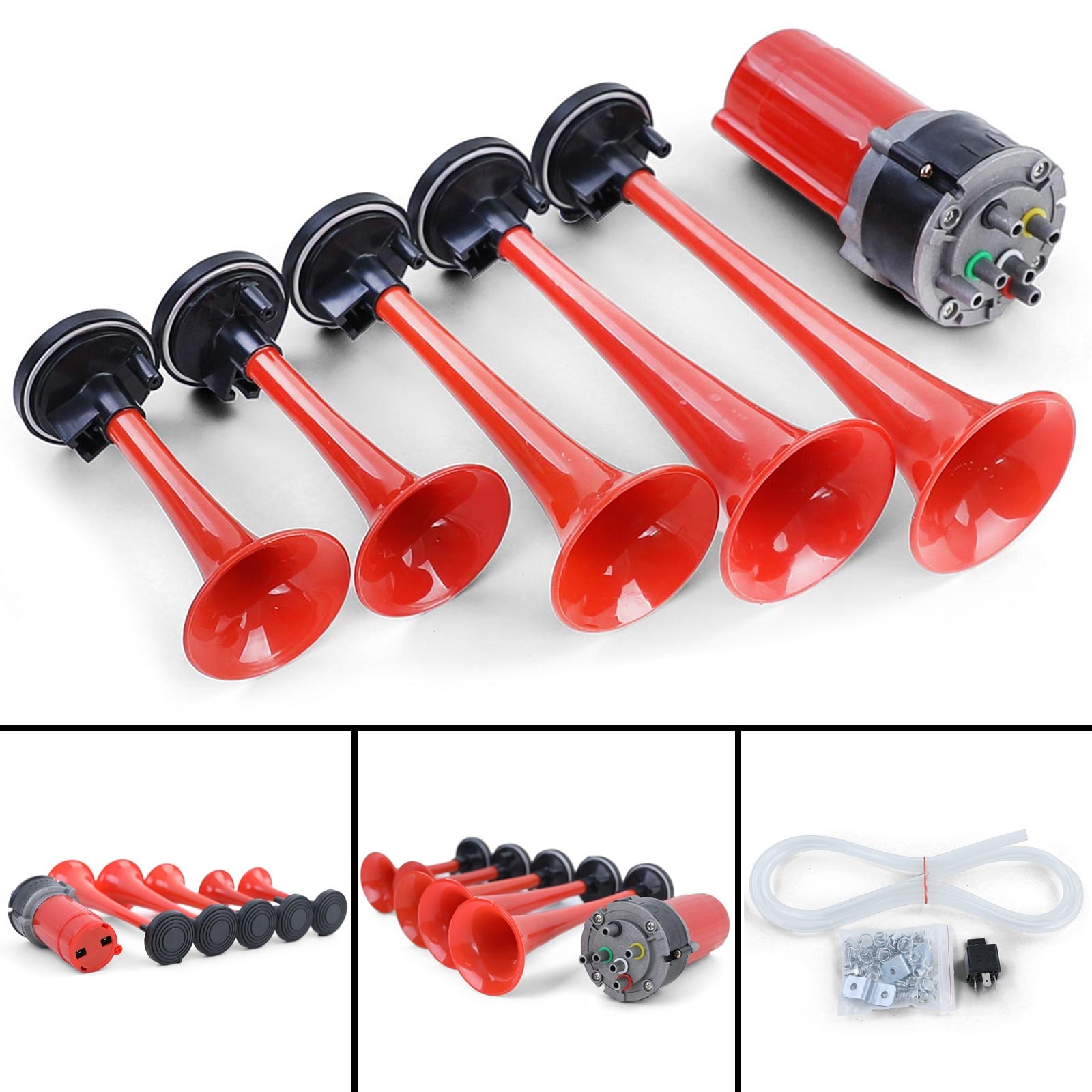 Fanfare - 5 rode toons - met compressor 118dB 12 Volt