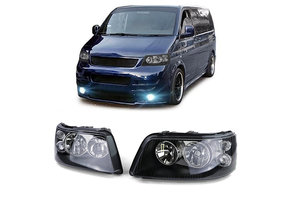 Koplampen auto - zwart met LWR motorpaar - geschikt voor VW Bus T5 03-09