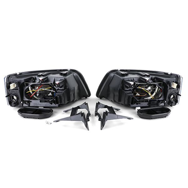 Koplampen auto - zwart met LWR motorpaar - geschikt voor VW Bus T5 03-09