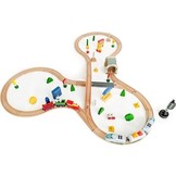 Houten treinbaan met elektrische locomotief - treinset 69 onderdelen