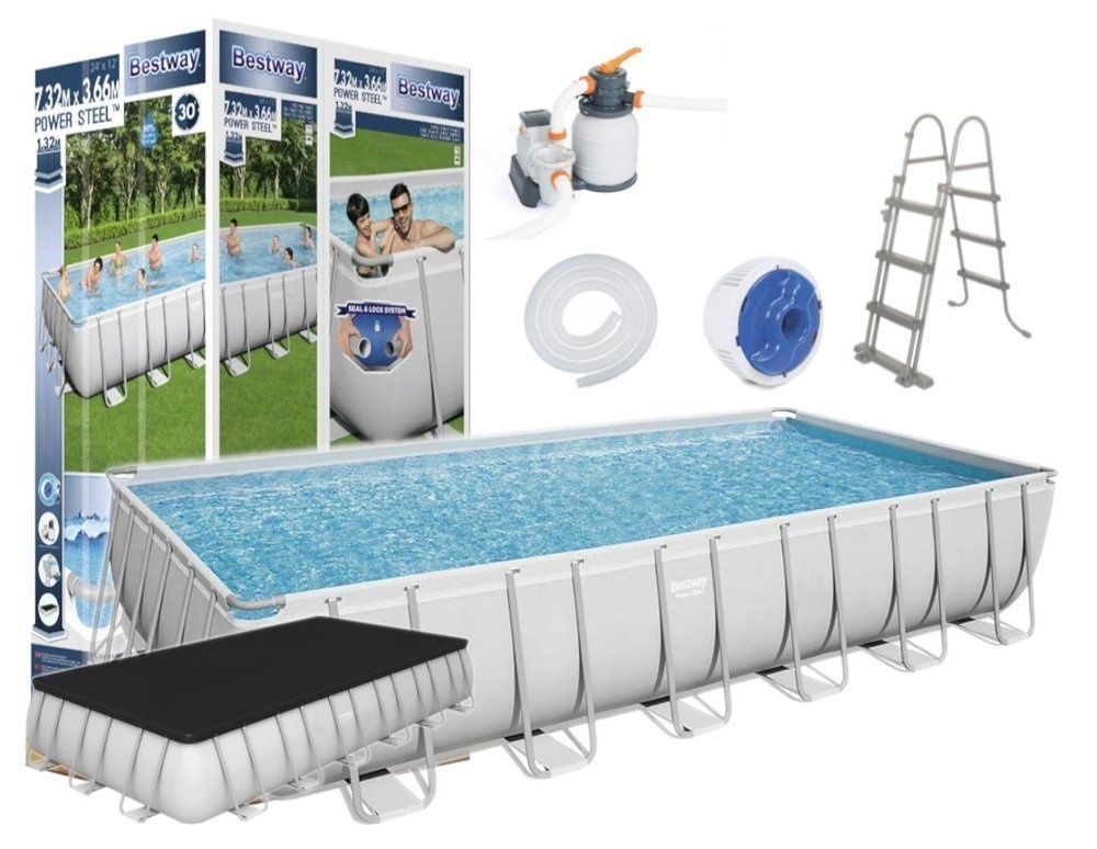 Bestway - opzetzwembad met zwembad accessoires - 732x366x132 cm