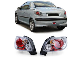 Achterlichten geschikt voor Peugeot 206 CC Coupe Cabrio 00-08 - chroom