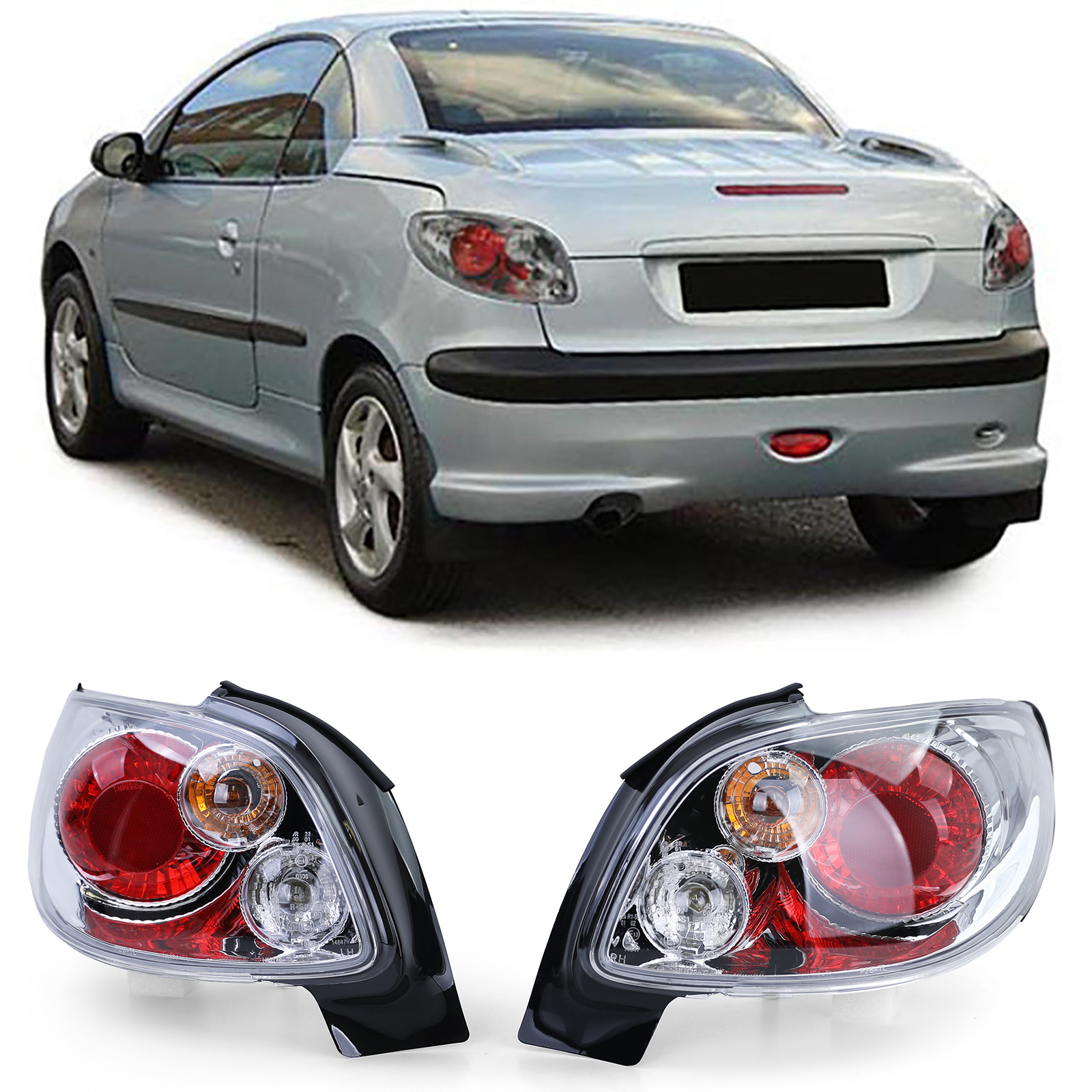 Achterlichten Peugeot 206 CC Coupe Cabrio 00-08 - chroom