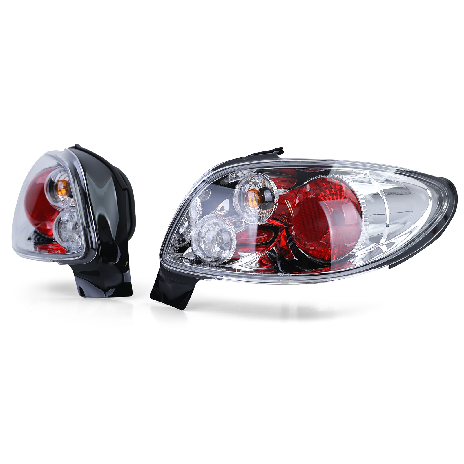 Achterlichten geschikt voor Peugeot 206 CC Coupe Cabrio 00-08 - chroom