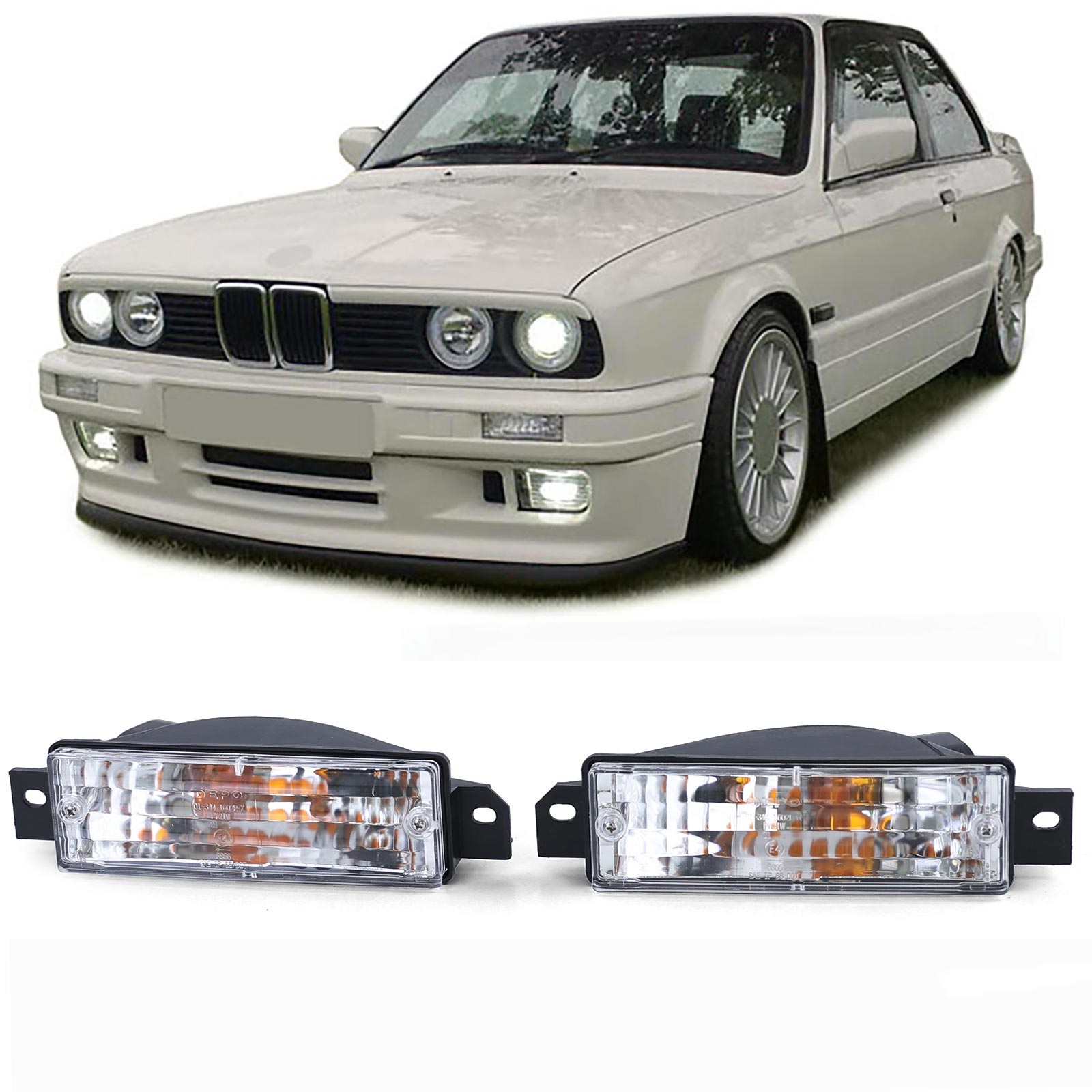 Knipperlicht voor BMW 3ER E30 - wit met parkeerlicht en gloeilampen