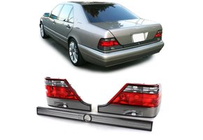 Achterlichten geschikt voor Mercedes S W140 94-98 - rood zwart met slotstrip