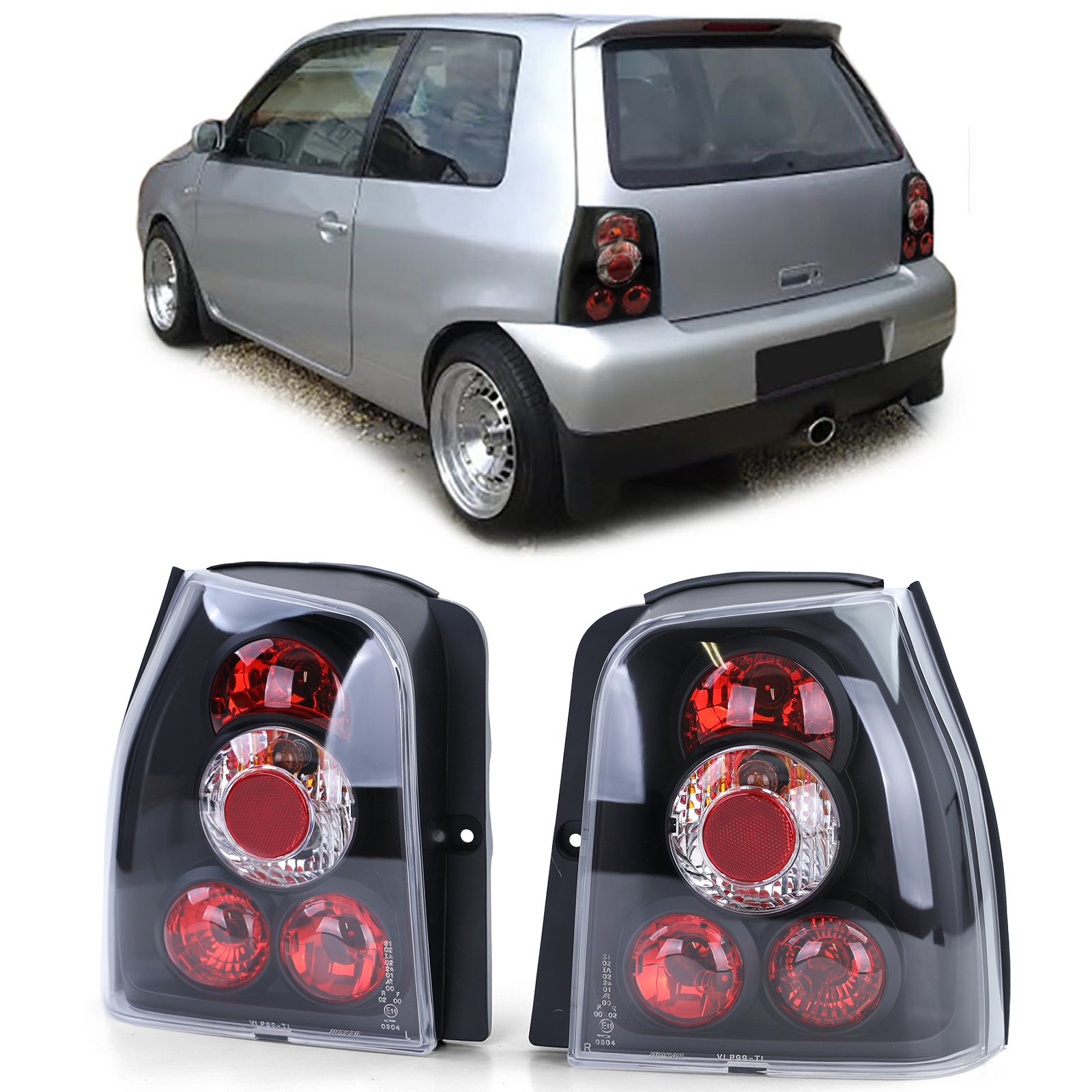 Achterlichten voor VW Lupo + Seat Arosa - zwart