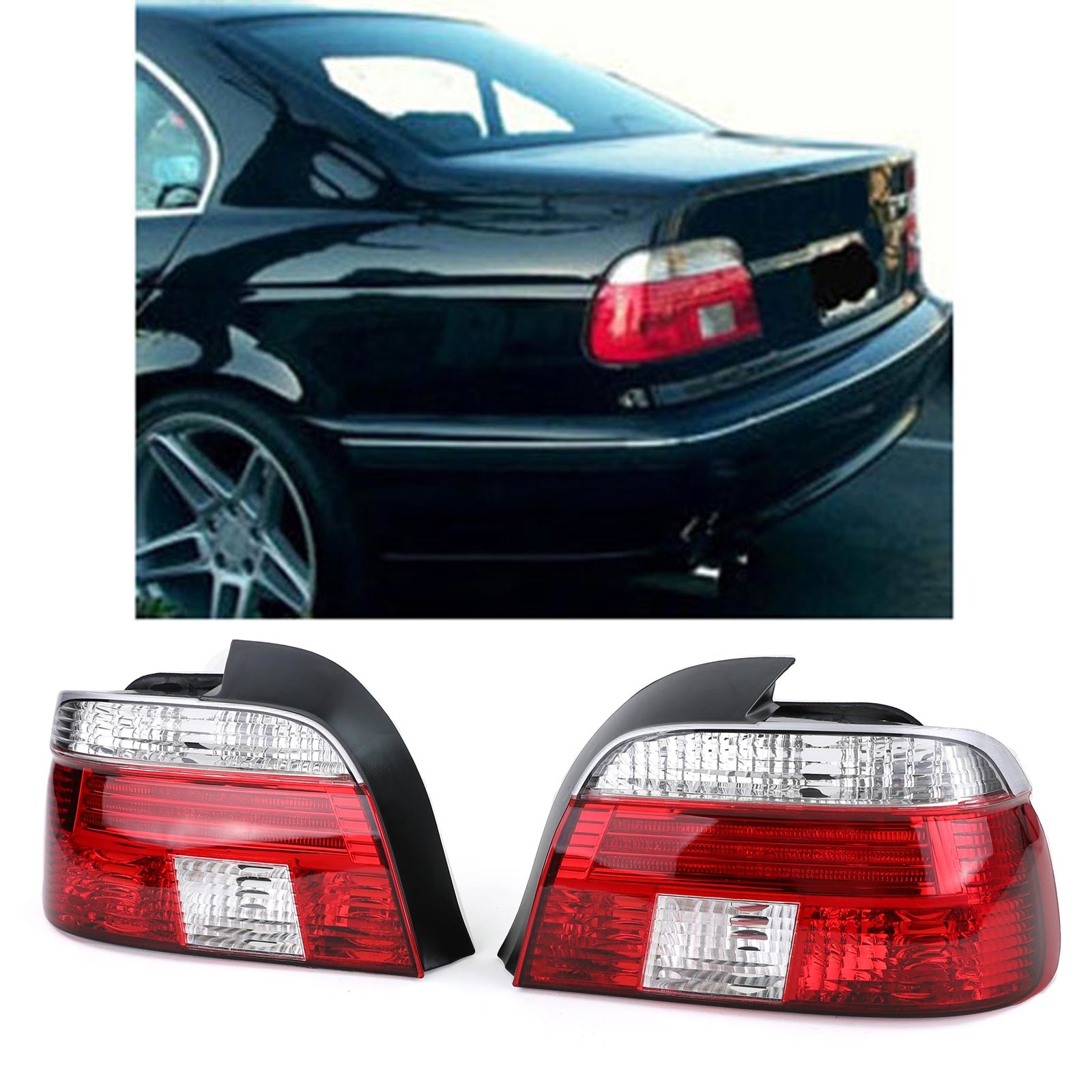 Achterlichten voor BMW 5 Serie E39 Sedan 95-00 - rood wit kristal