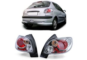 Achterlichten geschikt voor Peugeot 206 hatchback 3 + 5 deurs 98-09 - chroom