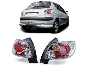 Achterlichten Peugeot 206 hatchback 3 + 5 deurs 98-09 - chroom