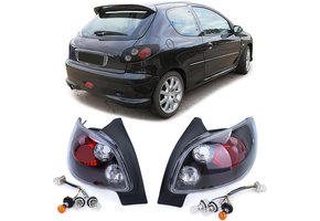 Achterlichten geschikt voor Peugeot 206 hatchback 3 + 5 deurs 98-09 - zwart