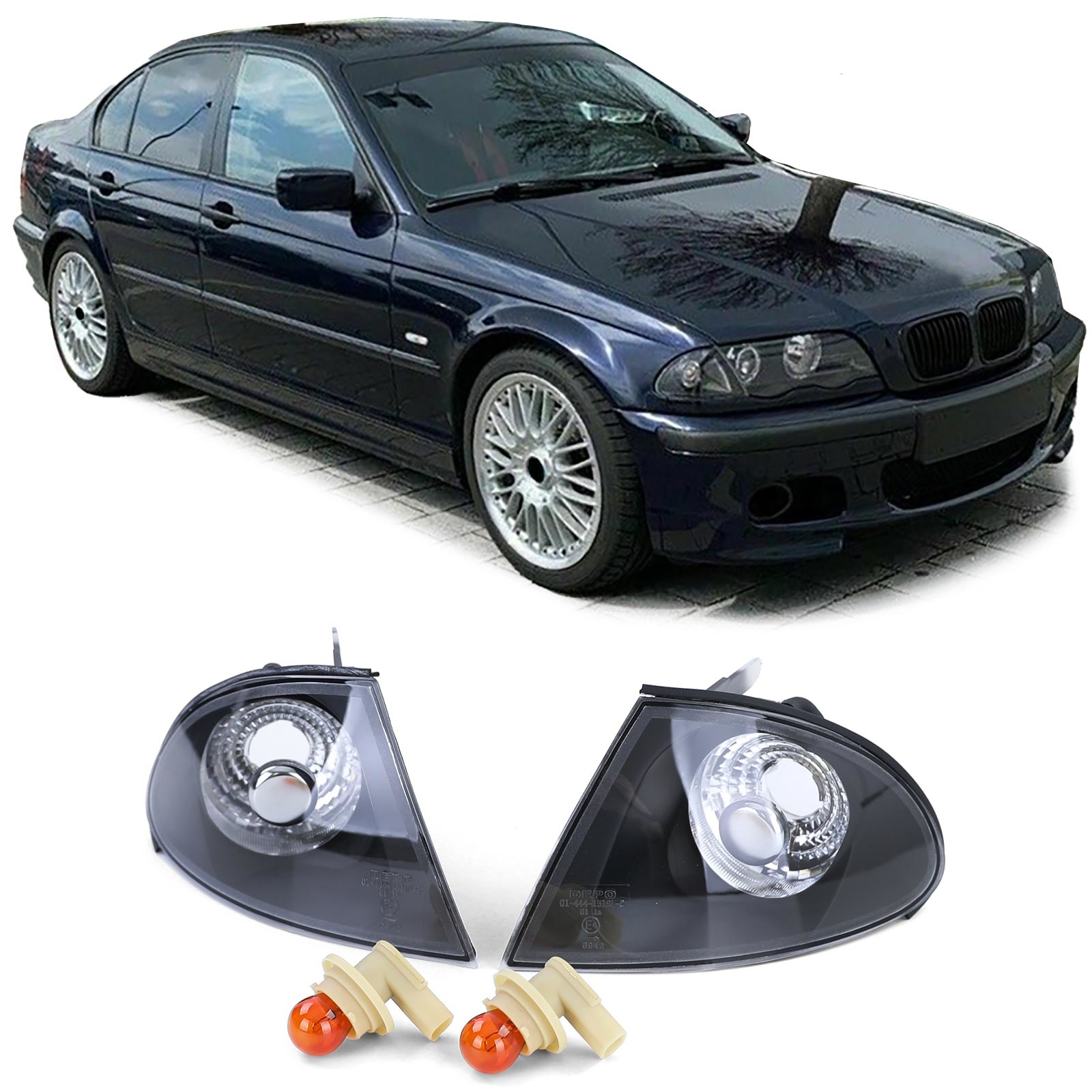 Knipperlicht voor BMW 3 Serie E46 Sedan Touring 98-01 - zwart smoke